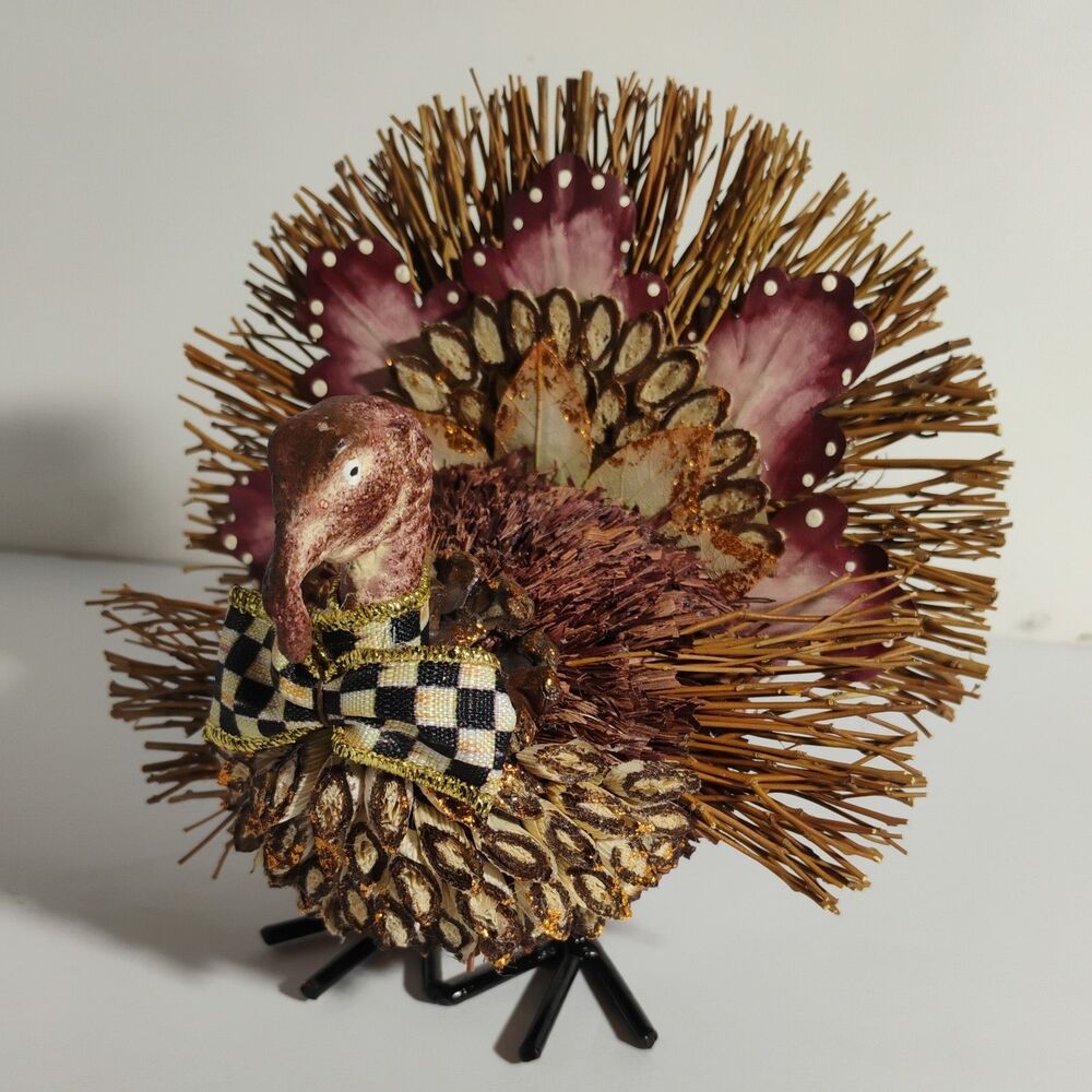 MacKENZIE CHILDS AUTUMNOLOGY 7 Inch TURKEY FIGURINE Multicolor Thanksgiving